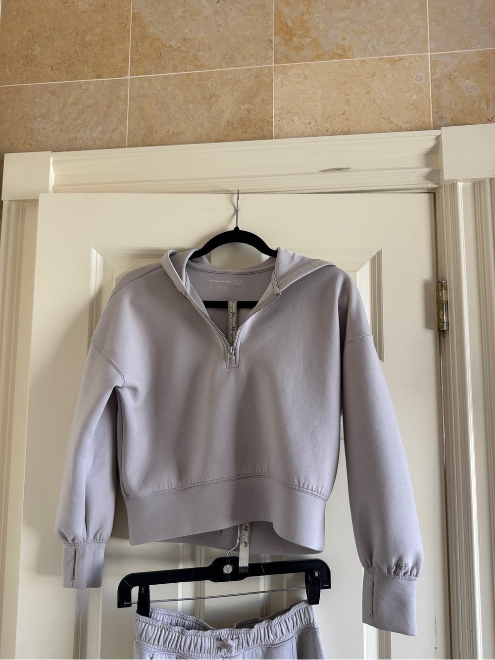 Abercrombie kids-Gray Half-Zip Hoodie Top - kids 11-12